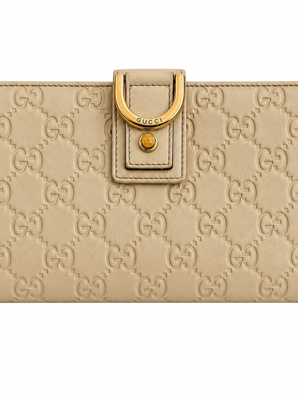 GUCCI Abbey GG Monogram Wallet w/Gold D-Ring Buckle – Authentic Preloved Luxury